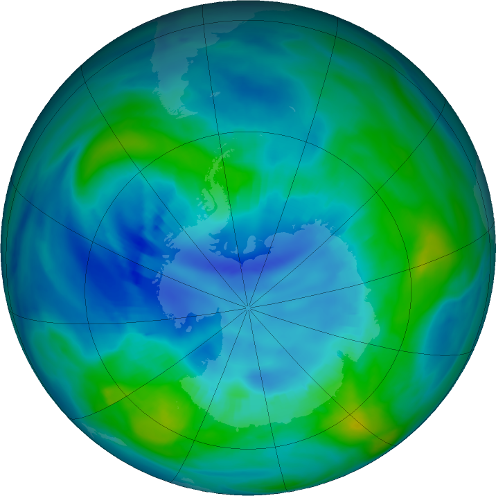 Antarctic ozone map for 19 April 2018